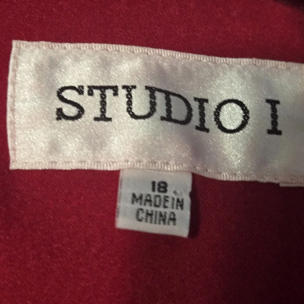 Studio 1 26758 Womens 18 Red Embroidered 3/4 Sleeve Drape‎ Front Jacket